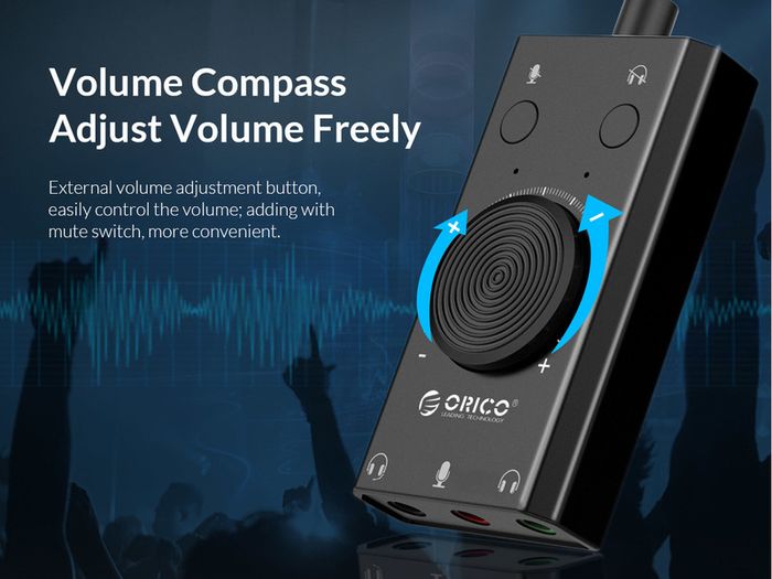 ORICO Multifunction USB External Digital Stereo Sound Card (3 AUX+Full Sound Control) (For PC/Laptop/PS/Mobile/Tablet) (Brand New/Warranty)