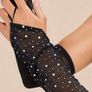 Classy Black Gloves with Sparkly Gems Image 2
