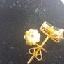Solid 14k Gold Pair Stud Earrings W / Blue Natural Sapphires & Diamonds Image 5
