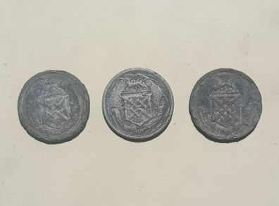 3 Pewter Blake Tokens. Ballygluinn Estate. Co Galway