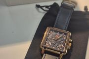 OLEVS men's chronograph watch - black dial and leather strap