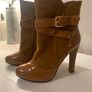 Brown faux leather vegan boots with straps size 5/ 38 Image 7