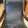 Large Genuine Leather Armchair with Matching Footstool Image 5