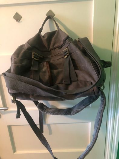 Kaukko grey canvas denim duffel bag backpack rucksack with laptop compartment