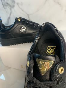 New Mens Designer Black Leather Shoes with Gold Detail
