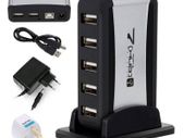New 7 Ports Hub USB 2.0 High Speed Smart Adapter PC Computer Laptop + PSU #1371