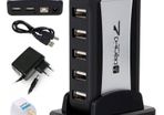 New 7 Ports Hub USB 2.0 High Speed Smart Adapter PC Computer Laptop + PSU #1371