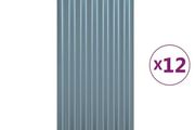 Roof Panels 12 pcs Galvanised Steel Grey 80x36 cm
