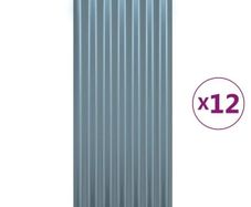 Roof Panels 12 pcs Galvanised Steel Grey 80x36 cm