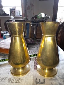 A Beautiful Pair of Old Heavy Brass Vases, Postage Available or Collection on all my items