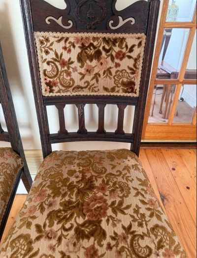 Antique Pair of Edwardian Style Upholstered Chairs