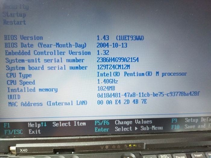 IBM ThinkPad X40 laptop