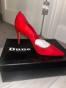 Red Suede Dune High Heels