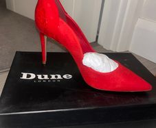 Red Suede Dune High Heels