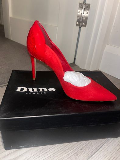 Red Suede Dune High Heels