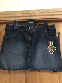Morgan Denim Skirt Size 12 with beaded embellishments
