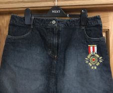 Morgan Denim Skirt Size 12 with beaded embellishments
