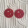 Earrings, laser cut wood - Red Image 2