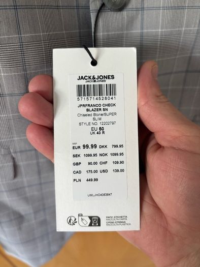 Jack & Jones Suit Jacket Chiseled Stone 40R