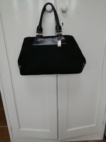 Dkny Black Fabric & Leather Handbag