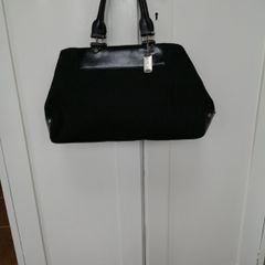 Dkny Black Fabric & Leather Handbag