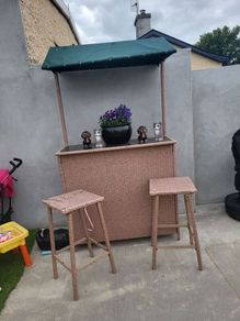 Rattan Garden Bar Set  Bar and Canopy with 2 Stools