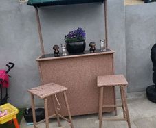 Rattan Garden Bar Set  Bar and Canopy with 2 Stools