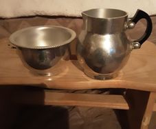 irish aluminum, Tea pot sugar and cream jug