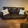 1 Dark Brown Leather Sofa Image 2