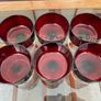 6 Vintage MCM Luminarc Cavalier Ruby Red with Smoked Glass Bowl Dessert Glasses Sherbet Cups French 1960 70s Image 3