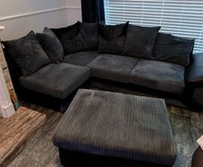 Right side L shaped couch with foot stool.