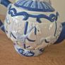 Blue and white ceramic teapot with quartz clock Image 6
