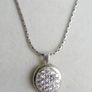 Vintage Sterling Silver 925  Oval Pendant Necklace with Cubic Zirconia Stones length 18" - 9,7g Image 4