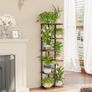 6 Tier Plant Stands Indoor, Corner Shelf Tall Plant Stand for Multiple Indoor Plants, Metal Tiered Display Stand for Living Room Balcony Garden Patio, Brown Image 2