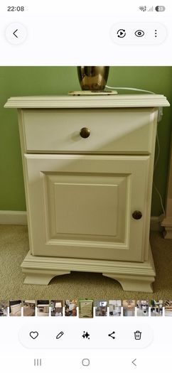Cream frame double bed and 2 matching lockers