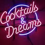 Cocktails and Dreams Real Glass Neon Light Sign Home Beer Bar Pub Recreation Room Game Room Windows Garage Wall Store Sign (17 inch x 14 inch Large) Image 2