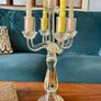 Genuine Antique Candelabra 5 Candles Slight Yellow Irradiated Glass Image 3