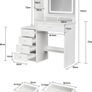 Dressing Table with LED Mirror and Adjustable Lights, 90cm White Vanity Desk Image 2