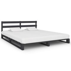 Pallet Bed Frame Grey Solid Pine Wood 200x200 cm