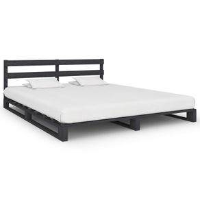 Pallet Bed Frame Grey Solid Pine Wood 200x200 cm
