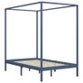 Canopy Bed Frame Grey Solid Pine Wood 120x200 cm Image 2