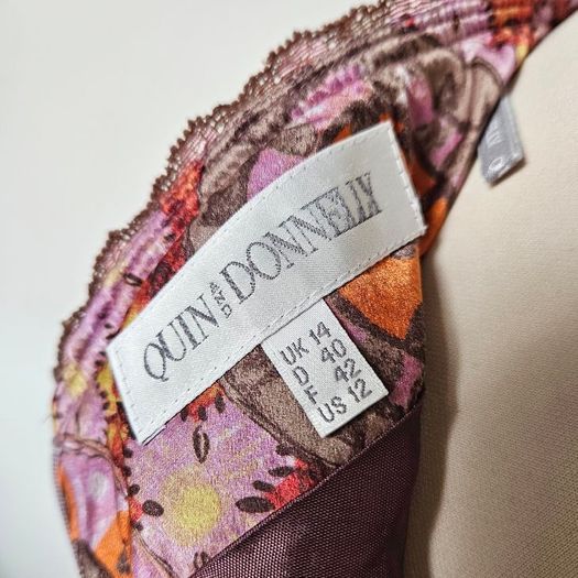 Vintage Y2K Quin and Donnelly silk midi skirt M L 12 14 Irish designer like Rixo 2000s 1990s