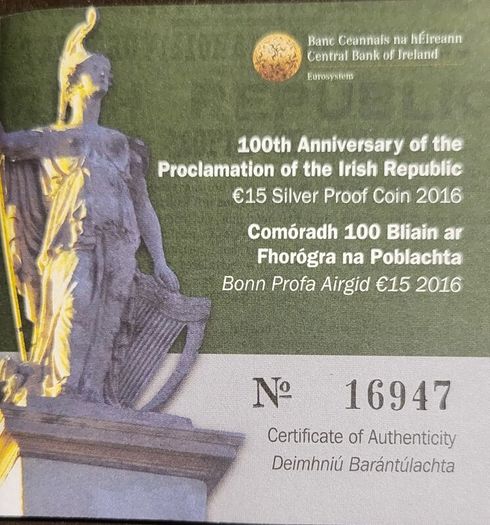 100th anniversary of the proclamation of the Republic of Ireland coin