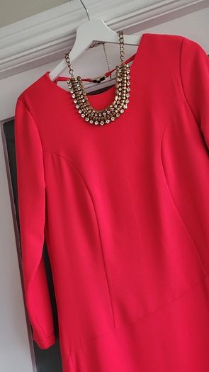 Kate Cooper coral asymmetrical dress Sz 10UK