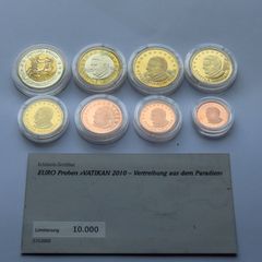 Vatican 2010 2 Adam & Eve probe euro in COMPLETE set Pattern coins  expulsion from Eden 2 euro Bi-Metal Specimen