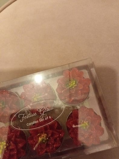 christmas ponsetta glitter candles from Carraig Donn