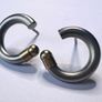 Earrings 14k gold titanium C hoop matte finish Image 2