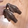 Clarks Mauve Taupe Suede Studded Ankle Strap Block Heels Image 7