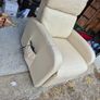 Cream Leather Recliner Armchair Image 3