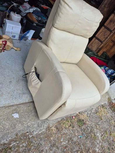 Cream Leather Recliner Armchair